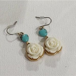 Lucky brand turquoise blue white rosette earrings‎ new!!!